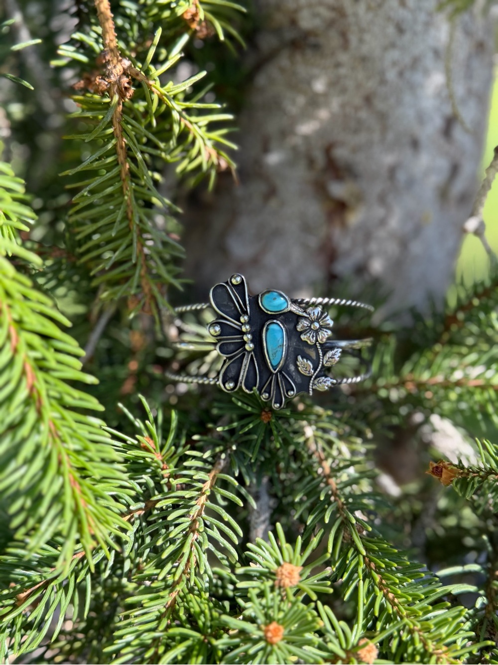 Sterling Silver Turquoise Butterfly Cuff Bracelet